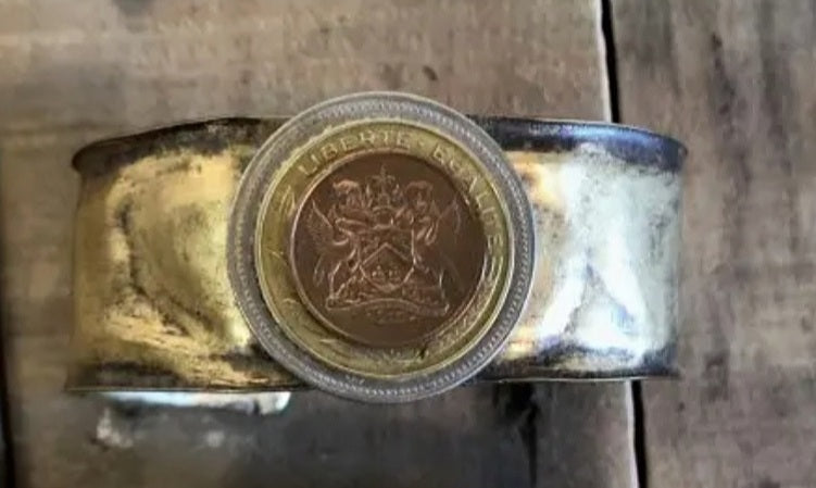 Layered Coins Cuff Bracelet Antique Brass