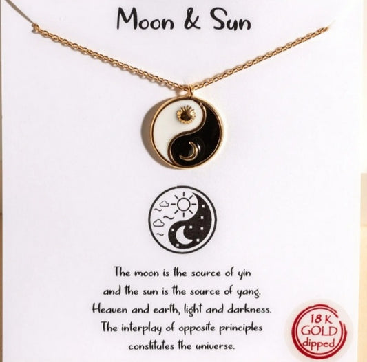 Moon and Sun Yin Yang Necklace (Gold/Rhodium)