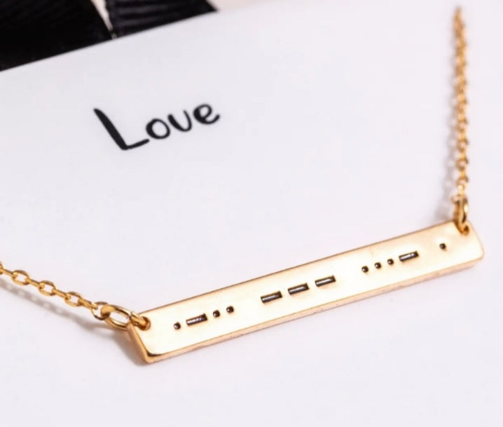 Love Morse Code Necklace (Gold/Rhodium)