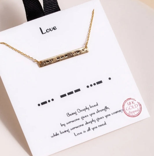 Love Morse Code Necklace (Gold/Rhodium)