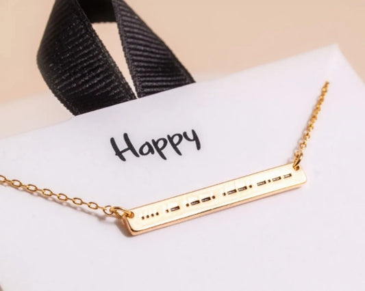 Happy Morse Code Necklace (Gold/Rhodium)